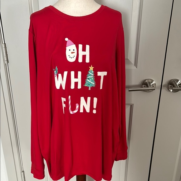 Family- Pajamas Red Top Oh What Fun! Final Sale - Picture 1 of 7